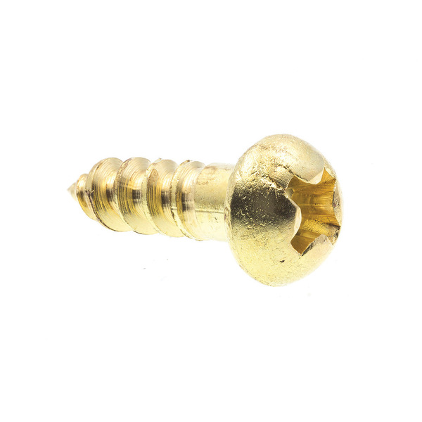 Prime-Line Wood Screw, Round Head, Phillips Drive #6 X 1/2in Solid Brass 25PK 9207385